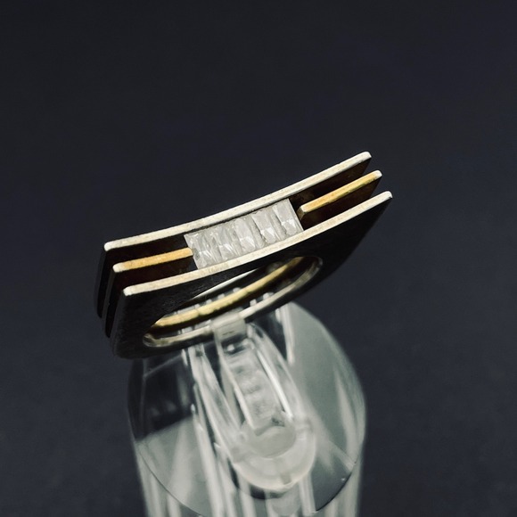 Vintage Jewelry - Vintage Sterling Silver Modernist Negative Space Ring Size 7.75